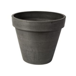 Algreen Valencia 22 in. Round Textured Charcoal Polystone Band Planter 18255