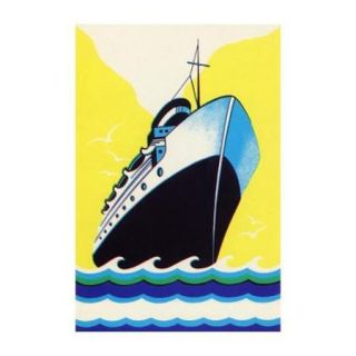 Steamship Cruise Liner Boom Label Print (Canvas Giclee 20x30)