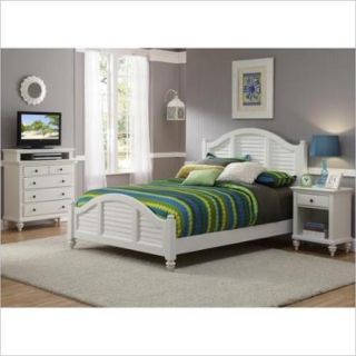 Home Styles Bermuda Queen Bed, Night Stand and Media Chest, Brushed White