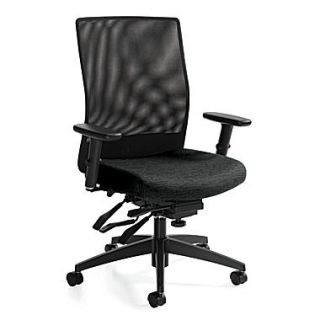 Global Weev Quilt Fabric Medium Back Multi Tilter Chair, Black