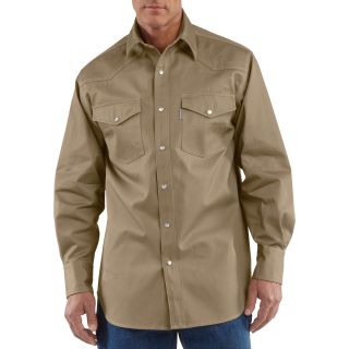 Carhartt Ironwood Snap-Front Twill Work Shirt — Khaki, 3XL Tall, Model# S209  Long Sleeve Button Down Shirts