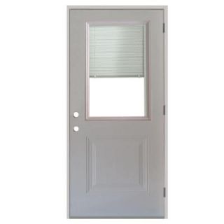 Steves & Sons 32 in. x 80 in. 1 Panel 1/2 Lite Mini Blind Primed White Steel Prehung Front Door S20H WMB 32 N4LO