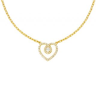 Judith Ripka Sterling & 14K Clad Diamonique Heart Necklace —