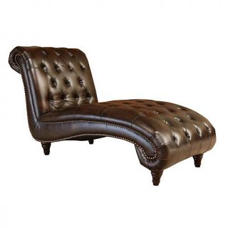 Abbyson Living Caden Hand Rubbed Leather Chaise   Brown   7874570