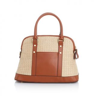 Emma Fox Straw Satchel with Leather Trim   7994275