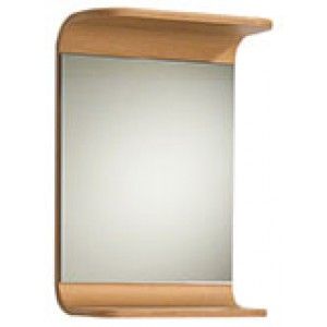 Whitehaus AEM038N 15" Aeri small rectangular wall mount mirror with integral wood shelf   Natural (Birchwood)