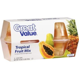 Great Value Tropical Cups Fruit Mix,4 oz, 4 count