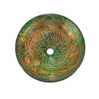 Green/ Gold Splatter Glass Sink Bowl