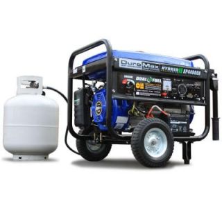 Duromax 4,400 Watt Hybrid Dual Fuel Propane/Gas Powered Electric Start Portable Generator with Wheel Kit XP4400EH