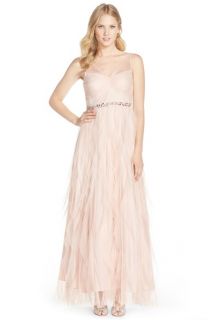 Adrianna Papell Embellished Tiered Chiffon Gown