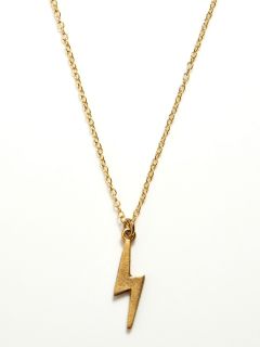 Gold Lightning Bolt Pendant Necklace by Privileged
