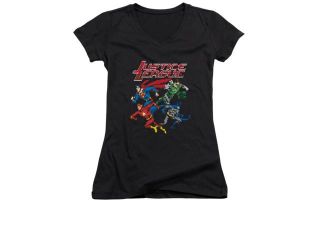 Justice League Pixel League Juniors V Neck Shirt