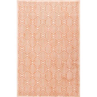 Contemporary Geometric Orange/ White Rug (76 x 96)   15520109