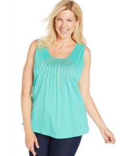 Charter Club Plus Size Scoop Neck Embellished Tank Top