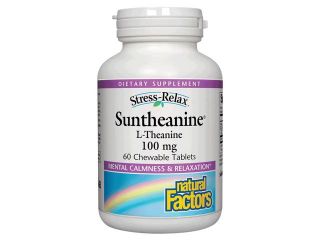 Stress Relax Suntheanine L Theanine   100 mg   Natural Factors   60   Chewable Tablet