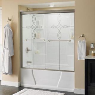 Delta Crestfield 59 3/8 in. x 58 1/8 in. Semi Frameless Sliding Tub Door in Nickel with Tranquility Glass 158770