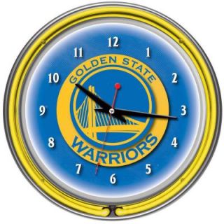 Trademark Global 14 in. Golden State Warriors NBA Chrome Double Ring Neon Wall Clock NBA1400 GSW