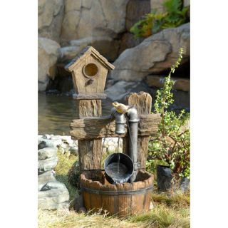 Jeco Inc. Polyresin and Fiberglass Tiered Bird House Fountain