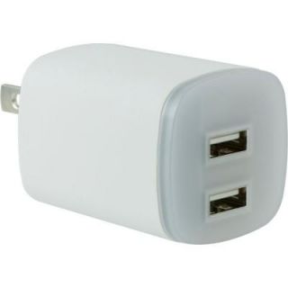 GE Charging Station Always On LED Night Light Bulb with 2.1 Amp 2 USB Port   White 13451