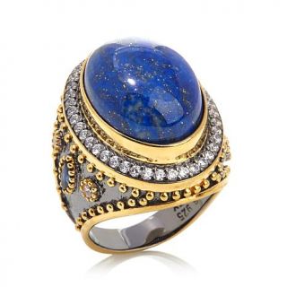 Jewels of Istanbul Lapis, CZ and Sapphire Gold Plated Sterling Silver Ring   7854637