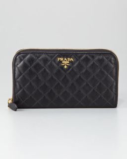 Prada Quilted Saffiano Flap Wallet