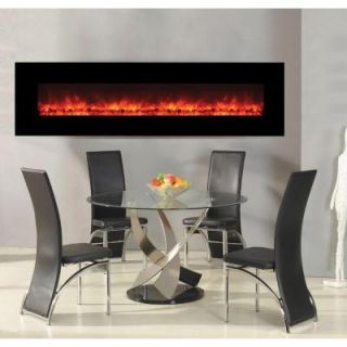 Yosemite Home Decor Hera 95 in. Wall Mount Wide Glass Electric Fireplace in Black DF EFP1313