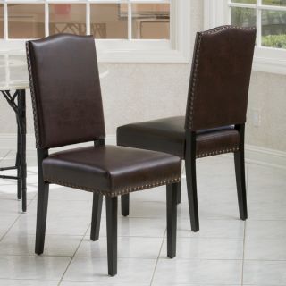 Christopher Knight Home Brunello Brown Leather Dining Chairs (Set of 2