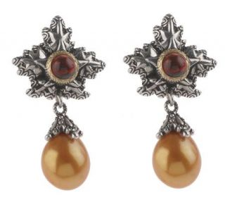 Barbara Bixby Sterling/18K Garnet & Cultured Pearl Earrings —
