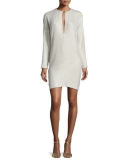 Kaufman Franco Layered Crystal Long Sleeve Dress, Celadon