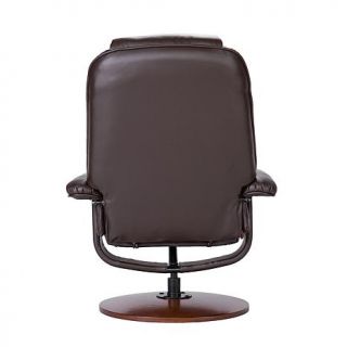 Bonded Leather Recliner and Ottoman   Brown
