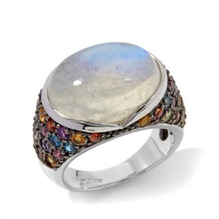 Colleen Lopez "Lit Within" Rainbow Moonstone and Multigem Sterling Silver Ring   7742544