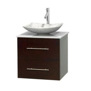Wyndham Collection Centra 24 in. Vanity in Espresso with Solid Surface Vanity Top in White and Sink WCVW00924SESWSGS6MXX
