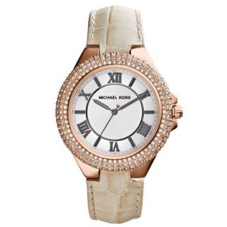 MIchael Kors Womens MK2330 Slim Camillle Crystal Tan Leather Watch
