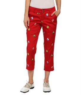 Loudmouth Golf Deck the Halls Capris Christmas Red