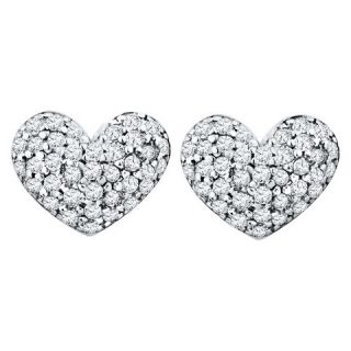 CT. T.W. Round Diamond Pave Set Heart Earring in Sterling Silver