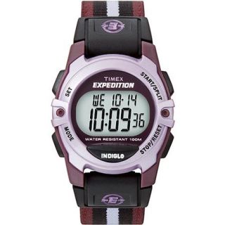 Timex Unisex Expedition Digital CAT Mid Size Watch, Purple Stripe Nylon Strap