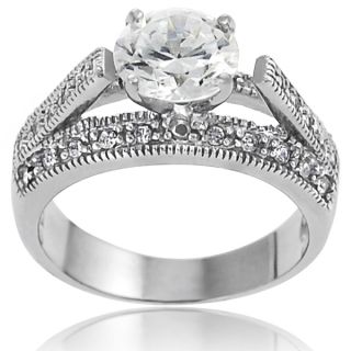 Journee Collection Sterling Silver Round cut Cubic Zirconia Bridal