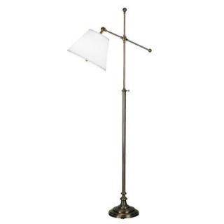 57 in.   64 in. Bronzed Brass Sight Saver Floor Lamp with Cream Linen Shade 04F595