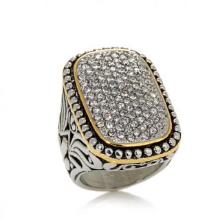 Emma Skye Jewelry Designs 2 Tone Crystal Rectangle Stainless Steel Ring   7859331