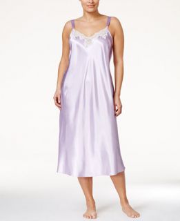Morgan Taylor Plus Size Lace Trim Satin Nightgown, Only at