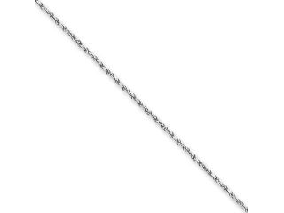14k White Gold 9 inch 1.20 mm Machine Made Diamond cut Rope Ankle Bracelet