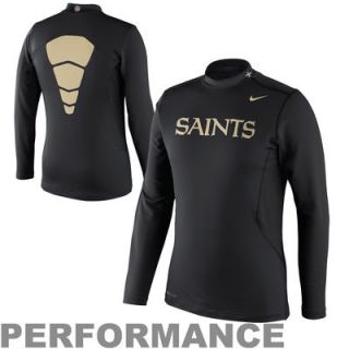 Nike New Orleans Saints Performance Hyperwarm Long Sleeve Mock Turtleneck   Black