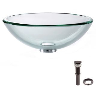 Kraus Clear Tempered Glass Drop In Round Bathroom Sink (Drain Included)