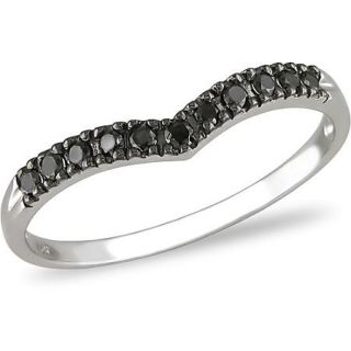 1/6 Carat T.W. Black Diamond Chevron Ring in 10kt White Gold