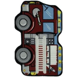 LA Rug Fun Time Shape Fire Engine Multi Colored 25 in. x 39 in. Area Rug QLTS 116 2539