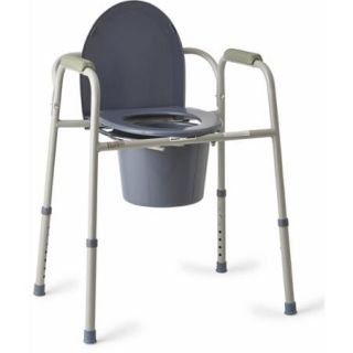 Medline Steel 3 in 1 Bedside Toilet Commode