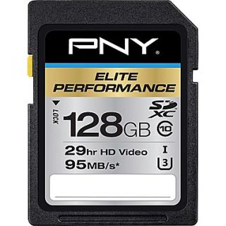 PNY  Elite Performance 128GB High Speed SDXC Class 10 UHS I, U3 Up to 95MB/sec Flash Memory Card
