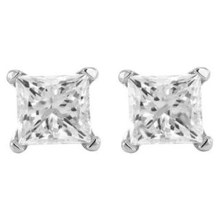CT.T.W Princess Cut Prong Set Diamond Stud Earrings in 14K White