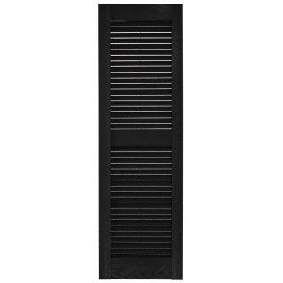Custom Shutters llc. 2 Pack Black Louvered Vinyl Exterior Shutters (Common 14 in x 62 in; Actual 14.5 in x 62 in)