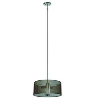Yosemite Home Decor Lyell Forks Family 3 Light Satin Steel Pendant with Lustrous Steel Fabric Shade SH1607 3P LSSS